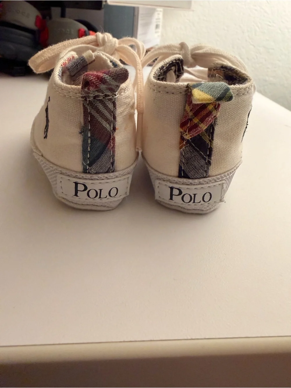 Polo Ralph Lauren Cream Baby Canvas Lace-Up Crib Shoes